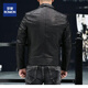 ROMON genuine leather leather jacket for men spring and autumn style Haining sheepskin slim motorcycle suit collar leather jacket casual jacket men black-single leather 2XL size 180-140-155Jin [Jin equals 0.5 kg]