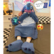 Liu Chaobu children's nightgown winter hooded home clothing club afraid of sand sculptures and flannel autumn killer whale cos clothing funny sleep F45-JS fleece#4839 white and blue shark (thickened and upgraded 80 male L