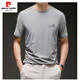 Pierre cardin 2025 summer new short-sleeved men's trendy round neck print middle-aged and young casual tops men's fashion T-shirt men 723-1 gray-green 3XL Recommended 165-180Jin [Jin equals 0.5 kg]
