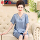 Yalu Middle-aged Mother Thin Summer Middle-aged Women's Ice-Sensing Real Silk Short-Sleeved Pajamas Women's Home Clothing Set 688 Bean Paste (Cross Sleeve Trousers) L [80-Jin[Jin is Equal to 0.5 kg]]