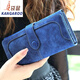 Kangaroo 2025 new fashion Korean version retro frosted wallet women's long zipper buckle wallet student wallet mobile phone bag flagship - brown color [storage store with card bag]