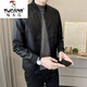 Woodpecker Haining Trendy Spring y Autumn New Leather Chaqueta de cuero Cualro de cuello corto para hombres Traje de béisbol Beaty Lottery Lottery Jacket P719 3xl (145-155Jin [Jin iguala 0.5 kg])