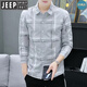 
JEEP SPIRIT long-sleeved shirt for men thin slim 2025 autumn new Korean style business casual handsome young plaid shirt 9913 gray M 90-108Jin[Jin equals 0.5 kg]