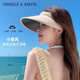 CHANEELR & KARITH草帽女防晒帽夏遮脸发箍空顶帽草编户外太阳帽小众礼物送女友老婆 卡其