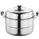 Stainless steel thickened two-layer double-layer steamer household large large-capacity induction cooker gas stove steamed buns steel-bar small pot without pot stainless steel small bowl 14cm newly upgraded-high quality