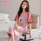 Modal Summer Dünn Nachthemd für Frauen kurzärmelige reine Baumwoll-Pyjamas Kleid für Mädchen losen mittelgroße Baumwolle Freizeitkleidung x1503 Fruchtgrün Sushi l Länge 94 Geeignet für 100-120 Jin [Jin entspricht 0,5 kg]