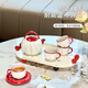 Zunmousse ceramic water set, household high-looking living room hospitality cup, teapot, kettle, housewarming gift, new home gift, pleated cup and pot set, 1 pot, 4 cups, 4 dishes, 1 tray