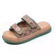 Code cassé Clearance perle King marchant sur la merde et les sandales rétro en cuir souple pour les femmes en été usue à la mode à la mode plate à demi-pantoufles verts Hauteur du talon vert 4 cm 36 (230 mm) Code standard