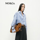 MO&Co. Shirt Spring Break Two-piece Spliced Lace Vest Short Striped Nautical Series MBE1SHTT11 Blue and White Striped Color M 165