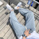 Jeans Herren Herbst und Winter neuer koreanischer Stil trendy losen lässiger Sportfuß Foot Feste Farbe Harem Hosen Neun-Punkte Hosen Männer hellblau 4xl