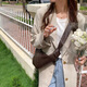Hot-selling retro niche cow leather croissant horn dumpling bag genuine leather fashion bag for women shoulder crossbody bag black 36*5*17cm (small size