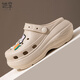 She enjoys hole shoes for women's beach shoes sandals thick sole heightened outer wear slippers TF249 Khaki 37/38