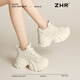 ZHR dad shoes for women with thick sole height-enhanced versatile women's shoes retro casual shoes for women G728 beige 35