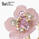 She s Akiko Barbie romantic flower acetate plate open ring light luxury high-end ring ornament birthday gift for women Symphony Purple E0
