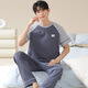 
Modal 100% cotton pajamas for men in summer pure cotton short-sleeved trousers round neck casual can be worn outside home clothing two-piece suit NSN13603 XL
