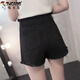 Pantalones cortos de mezclilla de pájaro carpintero para mujeres en el verano 2025 Nuevos personajes de cintura externa de cintura alta para que se vean delgados pantalones sueltos delgados de ancho de ancho 6182-famoso gris 31 recomendado 130-140Jin [Jin iguala 0.5 kg]