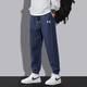 Under Armor Fashion Spring Autumn Winter Men's Casual Sports Trousers Hong Kong Style Trendy Tie-Leg Sweatpants Loose Velvet Small Leg Pants Blue 2XL (Recommended 150-170Jin Jin is equal to 0.5kg)