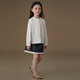 Hajihaji children's clothing spring and autumn children's long-sleeved tops skin-friendly cotton texture girls white shirt simple and high-end original white 160