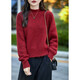 Demana sheep wool soft and waxy thickened sweater, lazy style red sweater, bright red M
