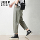 JEEP SPIRIT Jeep casual pants men's spring and summer cropped pants men's sports thin ice silk loose straight trendy men's pants