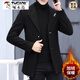 Woodpecker (TUCANO) woolen coat men's short plus velvet thickened autumn and winter Korean version trendy slim British casual woolen coat 7245# Gray M 90-110Jin Jin equals 0.5 kg