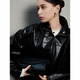 ELLE French modern short leather jacket for women 2025 spring new fashionable PU leather design chic top black L