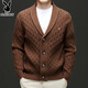 Playboy Cardigan Herren Winterjacke Männer vielseitiger dicker Nadelwolle Pullover vielseitiger gestrickter Pullover verdickter Männer Outerwear Faden schwarz 3xl 185