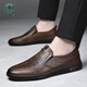 
Woodpecker leather shoes men's hollow hole shoes dad shoes autumn soft sole breathable lazy bean shoes mesh eyelid shoes non-slip 6999 brown 42