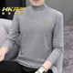 HKRZ high-end brand men's half turtleneck long-sleeved T-shirt men's spring, autumn and winter new slim casual bottoming shirt trendy top black/M240/no velvet 2XL (180) Recommended weight 145-160Jin Jin is equal to 0.5 kg