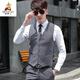 Scarecrow (mexikanisch) Koreanischer Stil Trendy Slim Anzugweste für Männer Business Casual Anzug Weste für Männer Pony Clip Best Brudergruppe Jungen Marine Blue Single -Stück Weste 2xl 140 bis 155 Jin [Jin gleich 0,5 kg]