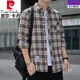 Pierre Cardin 2025 spring and autumn pure cotton shirt men's long-sleeved youth plaid cotton non-iron shirt trendy brand loose casual jacket 2111 green and yellow plaid recommended 125-145Jin Jin equals 0.5 kg XL