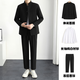La voz del traje de traje de hombres Chouzhizhongshan para un joven de soporte de soporte delgado de ajuste delgado de estilo chino Vestido de regalo de regalo de regalo chino + camisa negra + pantalones negros (cinturón de regalo) 3xl