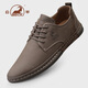 Ram leather shoes for men, genuine leather spring and summer formal business men's shoes, British style trendy men's casual shoes, khaki 40