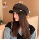Scarecrow beret for women 2025 spring new Korean version ins fashion face-showing duck tongue octagonal hat British retro style coffee color one size