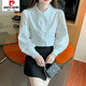 
Piercadian embroidered cotton shirt for women 2025 autumn new fashion embroidered white shirt loose versatile long-sleeved top CY9227 White M [Suggested 96-110Jin [Jin equals 0.5 kg]]
