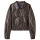 Three Color [Same Model in Song Yi] 2025 Autumn PU Leather Jacket Lapel Loose Rotary Sleeve Top Leather Jacket M Coffee L 165/88A