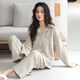 LangSha couple's pajamas for one man and one woman, autumn type A baby cotton, casual soft 100% woven cotton home wear, spring style 6130+5130 M female + L male