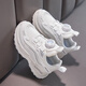 Hongxing Children's Girls's Schuhe rotierendes Knopf Leder Net NEW Frühlings- und Herbst-Kinder-Sportschuhe mittelgroße Kinder Laufschuhe 9911 Weißes Netz 30