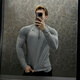 PAIJISHA Shark Pattern Fitness Clothing Autumn and Winter New Fitness Men's Thin Casual Sports Top Shark Seamless Slim Elastic Gray 140-160Jin Jin equals 0.5kg L
