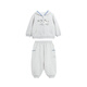 white wheat儿童2025冬季新款保暖套装男女童卡通宝宝连帽上衣裤子 灰色卫衣 90