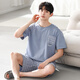 Langsha men's pajamas men's summer suit thin cotton silk handsome loose plus size home clothing 2025 new summer YSX:9716 black English striped pants [anti-pilling/not fading] 2XL