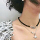 Vivienne Westwood Queen Mother Black Agate Single Layer Necklace Black Necklace for Girlfriend Birthday Gift Genuine Women