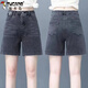 Pantalones cortos de mezclilla de pájaro carpintero para mujeres en el verano 2025 Nuevos personajes de cintura externa de cintura alta para que se vean delgados pantalones sueltos delgados de ancho de ancho 6182-famoso gris 31 recomendado 130-140Jin [Jin iguala 0.5 kg]