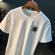 Qianji (QIANJI) high-end short-sleeved T-shirt for men in summer loose large-size five-point sleeve T-shirt 2025 new trend printed top for men white [JSW9920] XL suitable for 124-140Jin [Jin equals 0.5 kg] wear