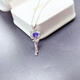 Fujiu natural tanzanite magic wand pendant for women 925 silver inlaid with sapphire scepter niche design clavicle necklace gift