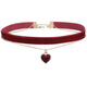 Feiyu burgundy velvet love necklace, atmospheric double-layer tassel clavicle chain, retro style velvet choker, red love heart