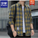 ROMON plaid casual shirt men's spring and autumn long-sleeved shirt Korean top retro loose summer thin jacket K12109 green (with fleece XL 125-145Jin [Jin equals 0.5 kg]
