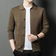 VWAYZZ light business long-sleeved knitted cardigan jacket men's spring and autumn new fashion casual wool knitted sweater gentleman men's clothing brown camel 2XL /180