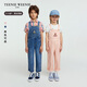 Teenie Weenie Kids 25 years new style retro modern denim suspender trousers for boys and girls, blue floral gray 150 cm