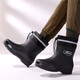 Huilijun fixed velvet rain boots fashionable men's integrated molding thickened rain boots autumn and winter outdoor work wear-resistant non-slip rubber shoes for men WZ698 short tube: black [tarp] standard 42 high quality